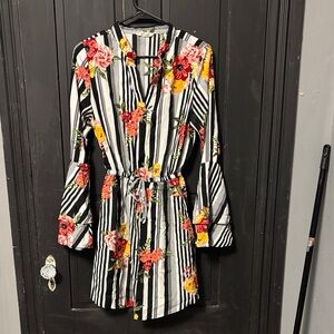 Floral Striped Long Sleeve Dress